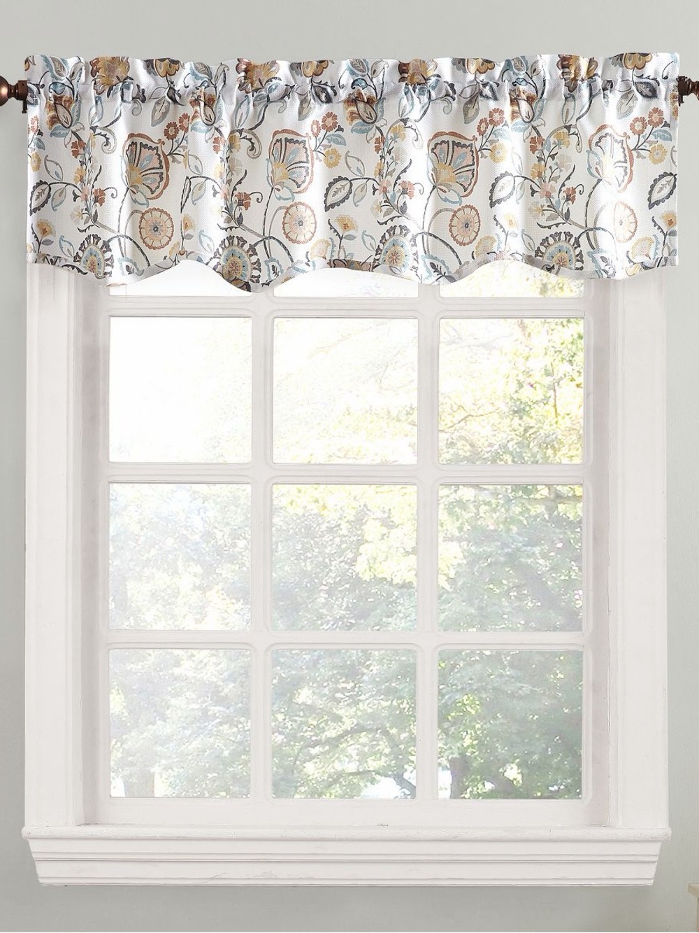 No.918 Signy Jacobean Pattern Light Filtering Rod Pocket Kitchen curtain valance